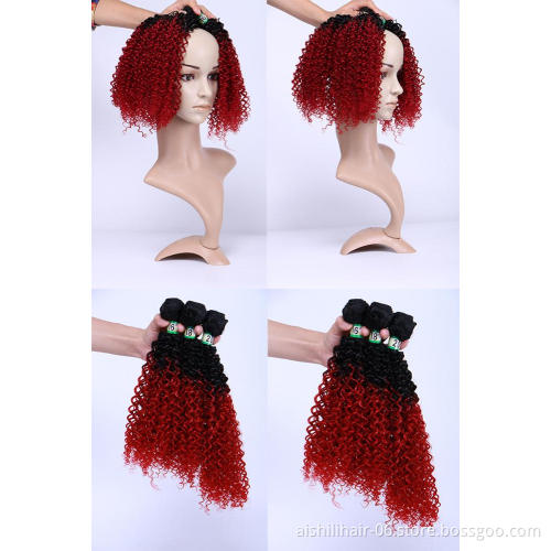 AiShiLi Hair Factory Wholesale Two-tone Jerry Curly  Crochet Braid Heat Resistant Sythnetic Hair Extension wig